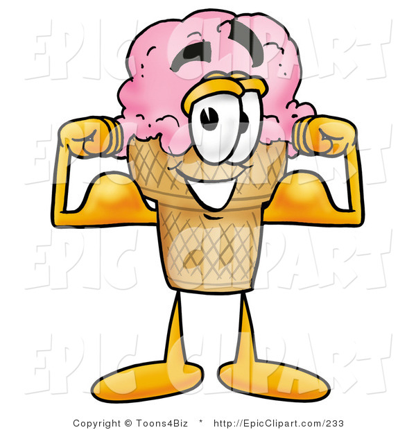 600x620 Clip Art Of A Strong Ice Cream Cone Mascot Cartoon Character