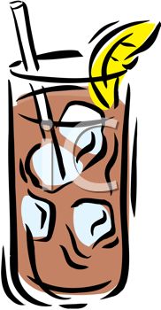 182x350 Cartoon Of A Glass Of Iced Tea With Ice And Lemon