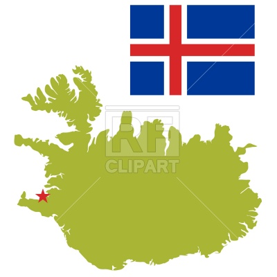 400x400 Iceland Map Outline And Flag Royalty Free Vector Clip Art Image
