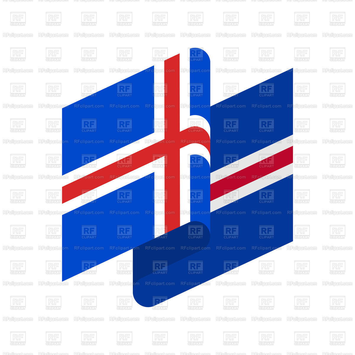 1200x1200 Iceland Ribbon Flag Isolated Royalty Free Vector Clip Art Image