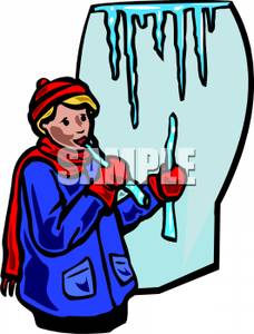 228x300 A Boy Chewing Icicles Clipart Image