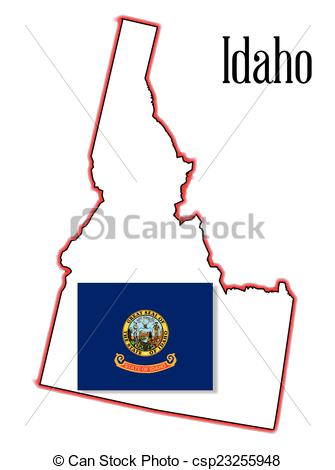 335x470 Idaho State Map And Flag. Outline Of The State Of Idaho Eps