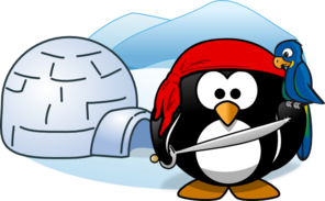 296x183 Penguin Pirate With Igloo Clip Art