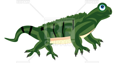 400x218 Cute Cartoon Iguana (Lizard) Royalty Free Vector Clip Art Image