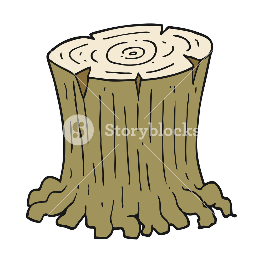1000x1000 Freehand Drawn Cartoon Big Tree Stump Royalty Free Stock Image