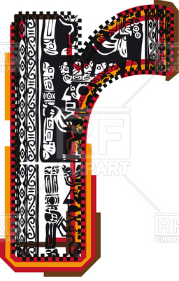 256x400 Inca`s Font Letter R Royalty Free Vector Clip Art Image