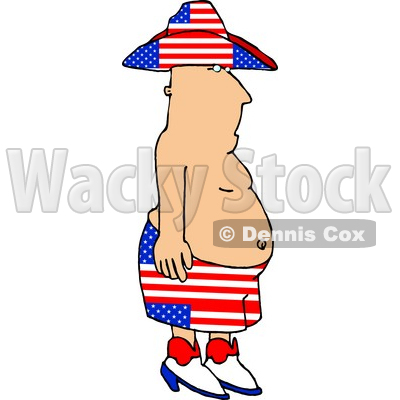 400x400 Redneck Cowboy Wearing American Colors On Independence Day Clipart