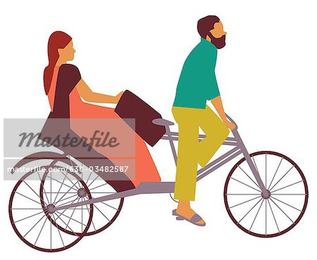 450x369 Woman Riding A Pedicab, India