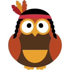 300x300 Owl Indian Girl Thanksgiving Silhouette Design, Thanksgiving
