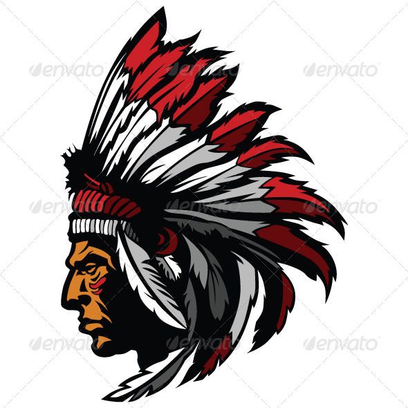590x590 Indian Chief Mascot Head Vector Graphic Illustrations, Logos