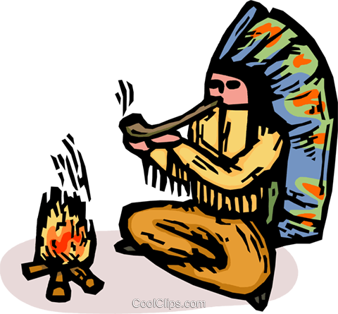 480x445 Indian Chief Smoking A Pipe Royalty Free Vector Clip Art