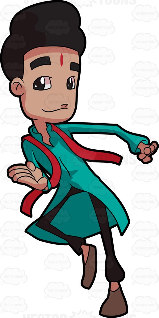 515x1024 An Indian Man Dancing To The Beat Of The Music Cartoon Clipart