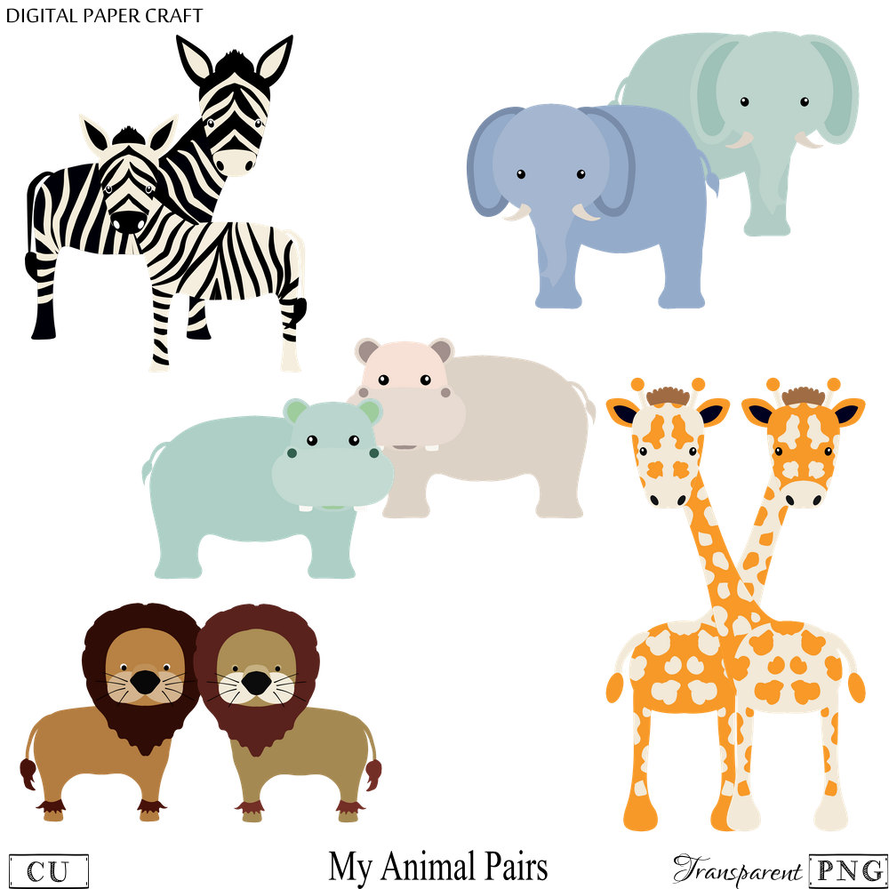 1000x1000 Animal Clipart, Elephant Clipart, Hippo Clipart, Giraffe Clipart