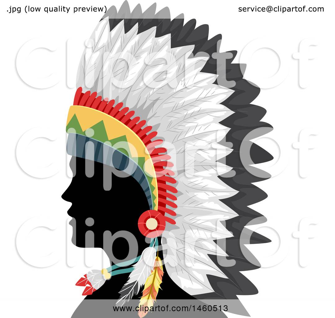 1080x1024 Clipart Of A Silhouetted Native American Indian Man In A Feather