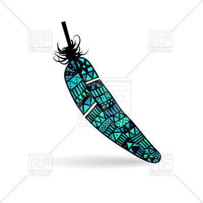 400x400 Feather With Tribal American Indian's Ornament Vector Image