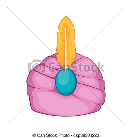 450x470 Indian Headgear Turban With Feather Icon. Icon In Cartoon