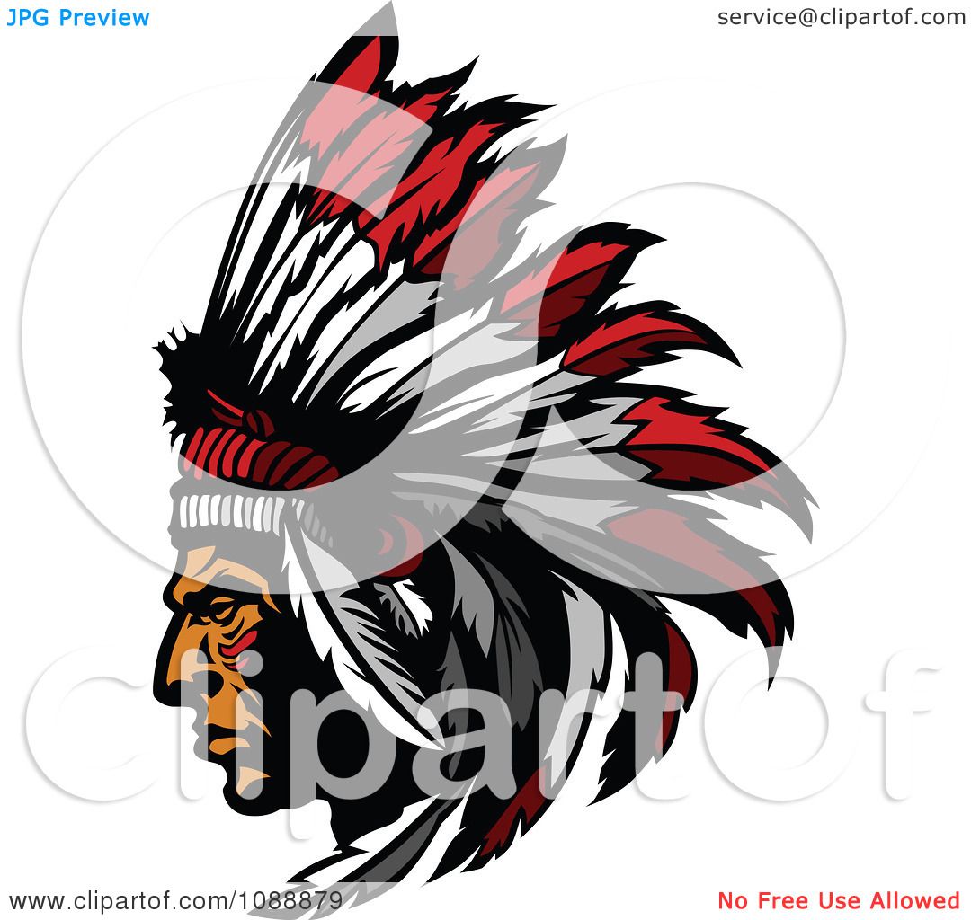 1080x1024 Clipart Native American Indian Chief And Feather Headdress Mascot