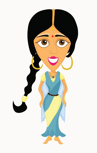332x520 Beautiful Indian Girl In A Vector Illustration Premium Clipart