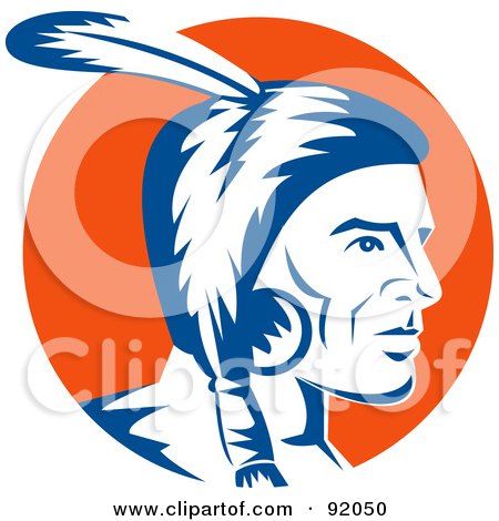450x470 Clipart Of A Mono Line Styled Native American Indian Chief Wearing