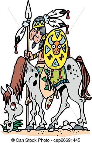 303x470 Indian Man And Horse Isolated On The White Background Eps Vector