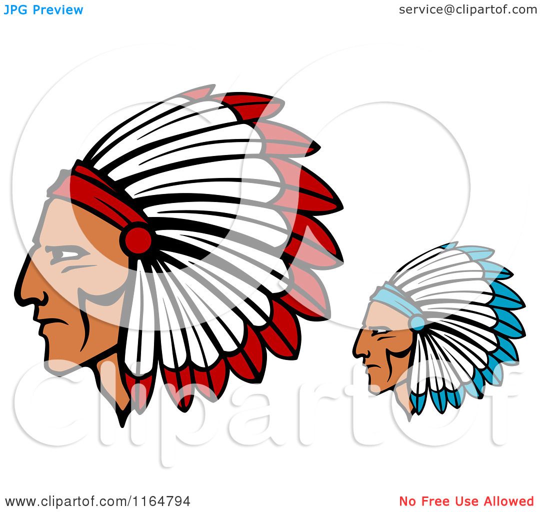 1080x1024 Clipart Of Native American Braves With Feathered Headdresses