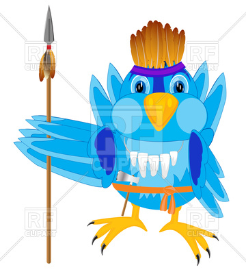 360x400 Bird Indian Warrior With Weapon Royalty Free Vector Clip Art Image
