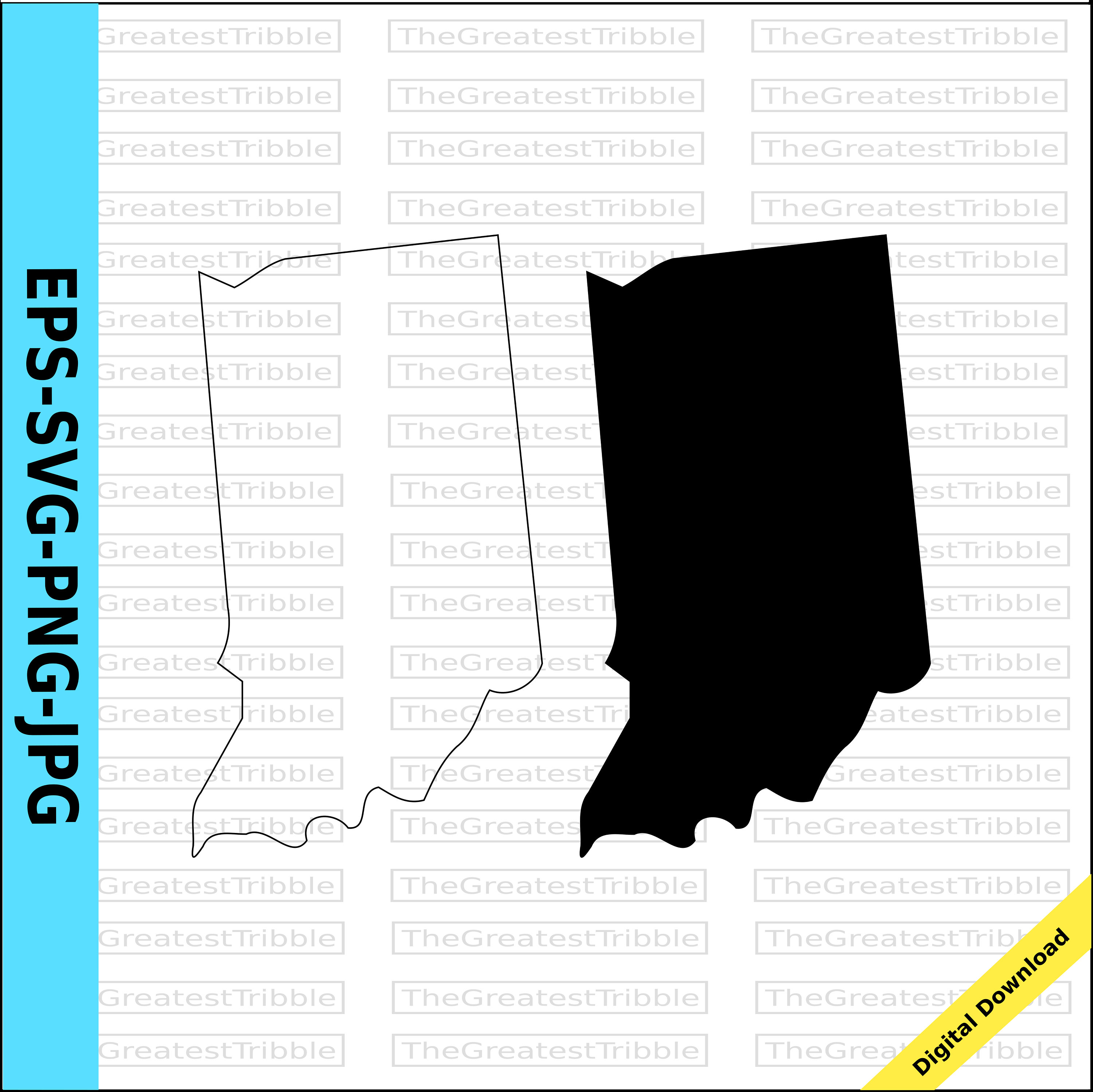 3000x2997 Indiana State Map Svg Png Jpg Eps Vector Graphic Clip Art Indiana