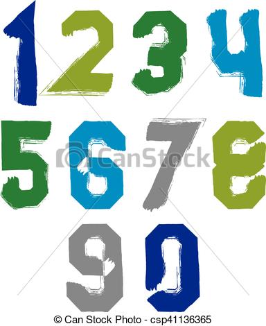 384x470 Freak Colorful Graffiti Digits, Set Of Vector Unusual Clip Art