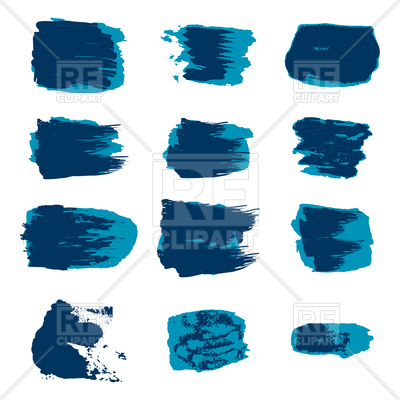 400x400 Set Of Blue Brush Stroke Royalty Free Vector Clip Art Image