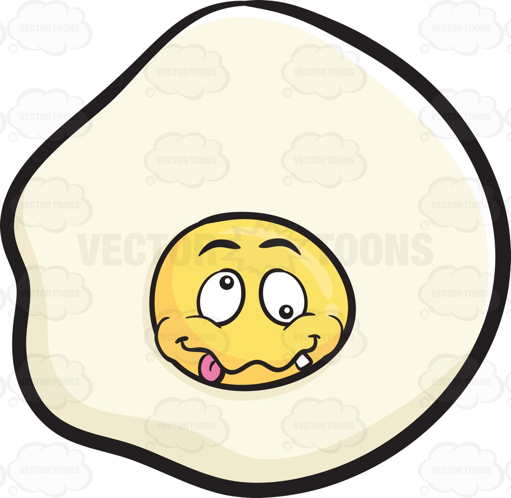 1024x998 Crazy Looney Sunny Side Up Egg Emoji Cartoon Clipart Vector Toons