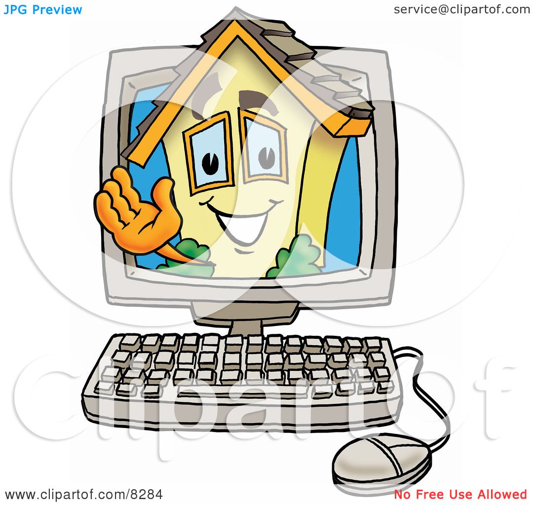 1080x1024 Clipart Picture Of A House Mascot Cartoon Character Waving