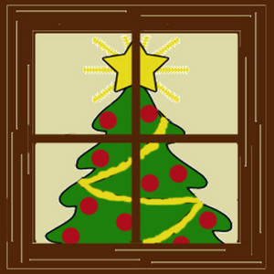 300x300 Free Clipart Picture Of A Christmas Tree Seen Through A Window