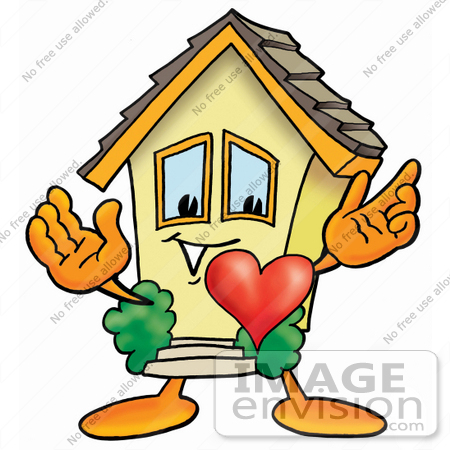 450x450 Clip Art Graphic Of A Yellow Residential House Cartoon Character