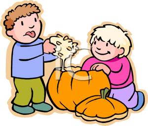 300x255 Cartoon Of Children Cleaning Out The Inside Of Pumpkin