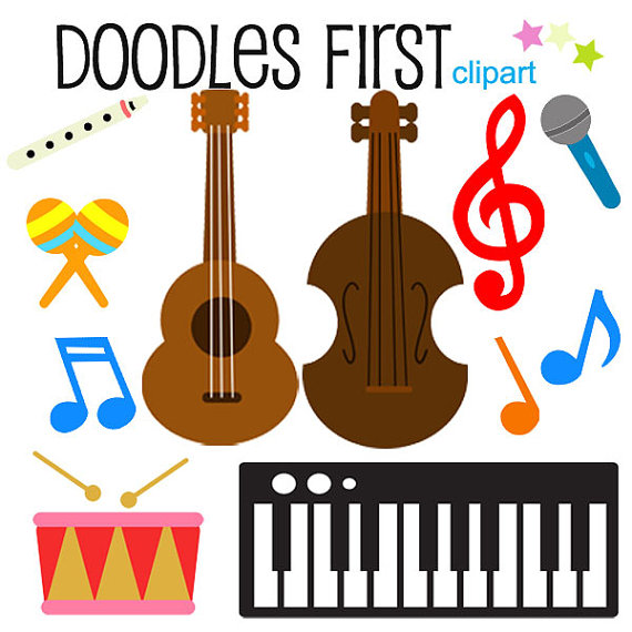 570x570 Musical Instruments Clipart Digital Clip Art For Scrapbooking Card