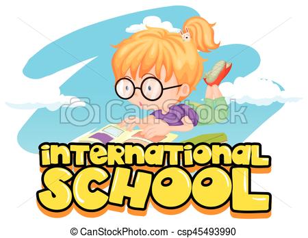 450x348 International School Poster With Girl Reading Book Eps Vectors