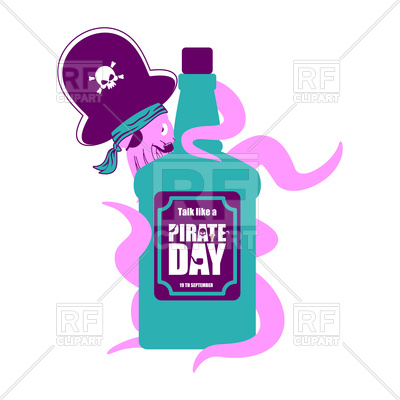 400x400 International Talk Like A Pirate Day. Octopus And Bottle Of Rum