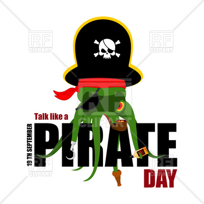 400x400 International Talk Like A Pirate Day. Octopus Pirate And Text