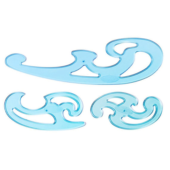 570x570 French Curve Set 3 Shapes Blue Transparent, Elegant And Popular