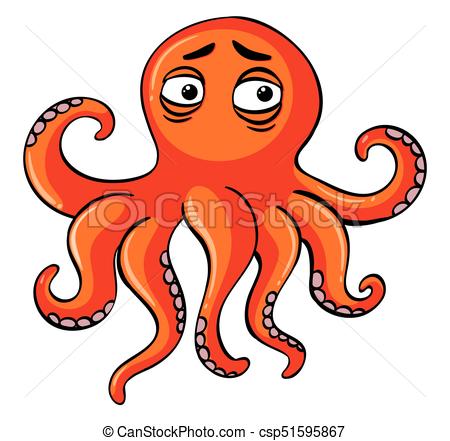 450x441 Sad Octopus On White Background Illustration Clip Art Vector