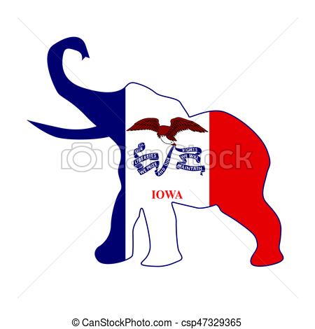 450x470 The Iowa Republican Elephant Flag Over A White Background Clip Art