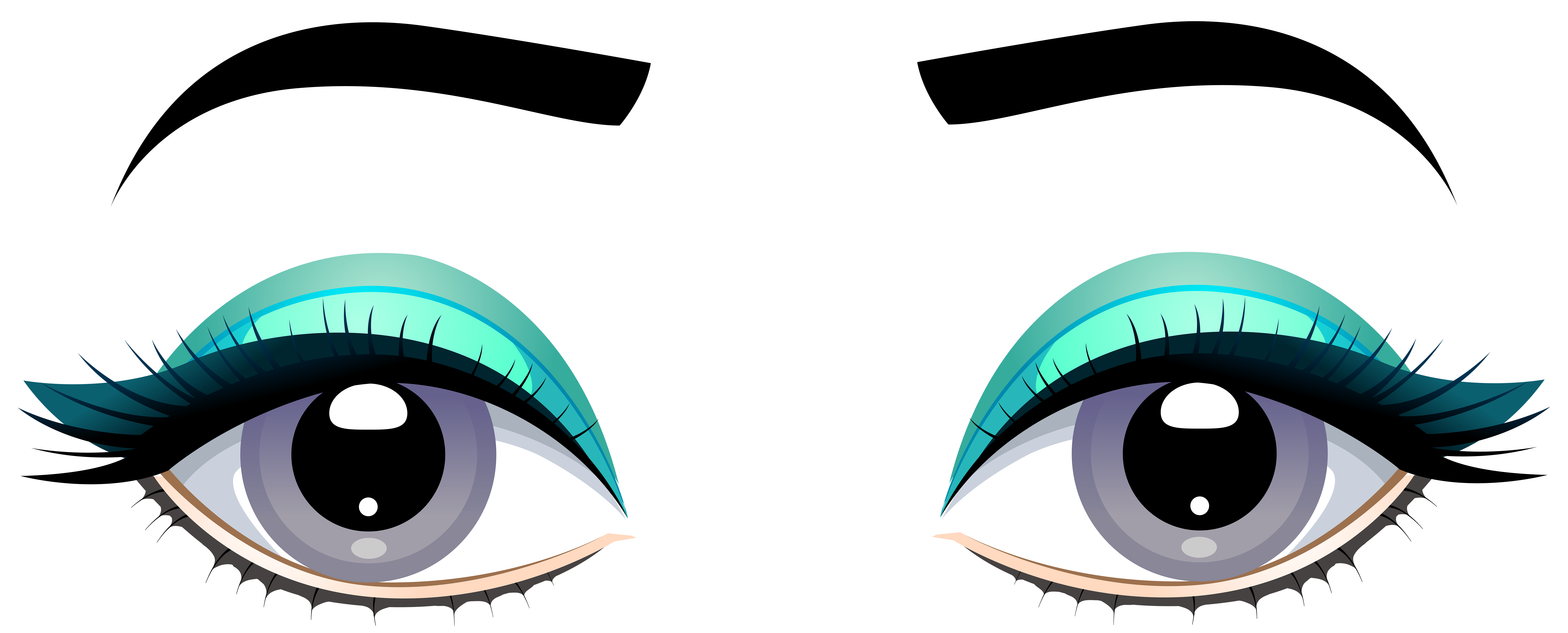 8000x3233 Grey Female Eyes With Eyebrows Png Clip Art