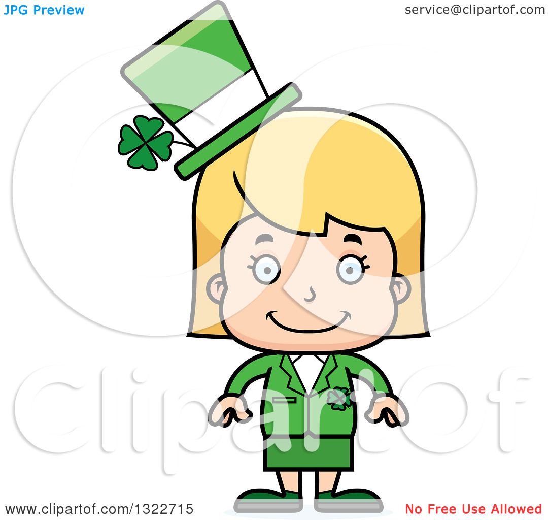 1080x1024 Clipart Of A Cartoon Happy Blond White St Patricks Day Irish Girl