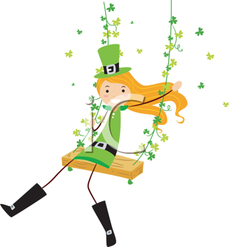 325x350 Royalty Free Clipart Image Of An Irish Girl On A Swing