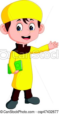 244x470 Illustration Of Muslim Boy Standing Vectors Illustration