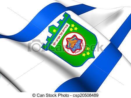 450x337 Flag Of Tel Aviv, Israel. Close Up. Stock Illustration