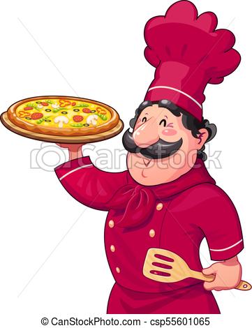 361x470 Cook With Pizza. Traditional Italian Food. Cartoon Clip Art