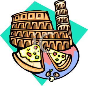 300x292 Clip Art Image Italian Monuments And Two Slices Of Pizza