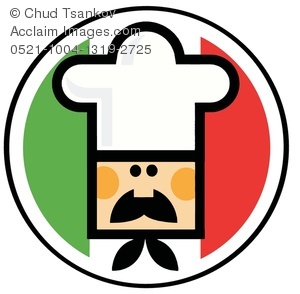 300x294 An Italian Chef In Front Of The Flag Of Italy Clipart Image