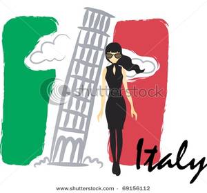 300x279 Clip Art Image A Black Haired Woman In Front Of The Leaning Tower